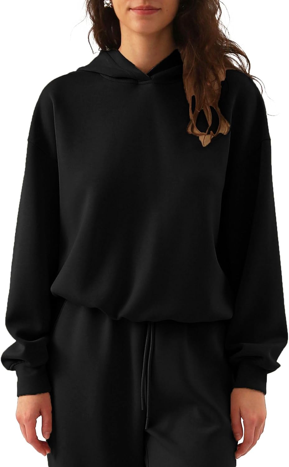 NTG Fad Black / X-Large Pullover Hoodies Long Dropped Sleeve Drawstring Casual