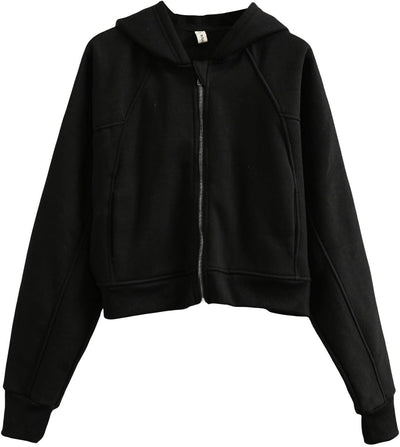 NTG Fad Black / XX-Large Women' s Fleece Oversized Full-Zip Cropped Hoodie