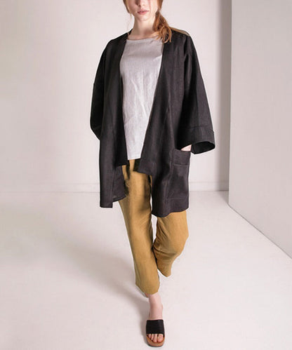 NTG Fad Blazers & Jackets Black / S Linen Cardigan (Hand Made)