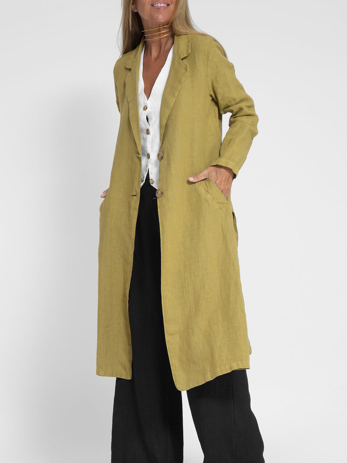 NTG Fad Blazers & Jackets Cotton Linen Suit Collar Pocket Jacket