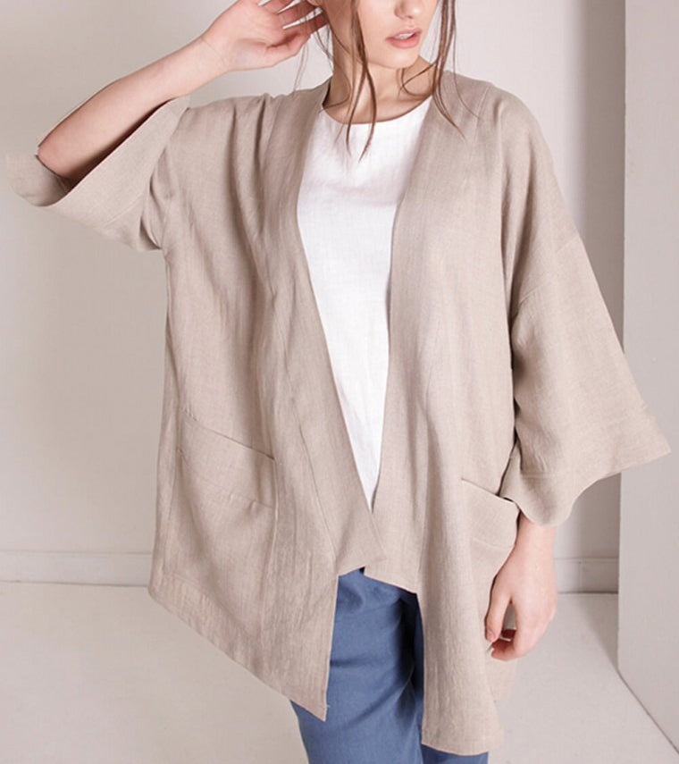 NTG Fad Blazers & Jackets Linen / S Linen Cardigan (Hand Made)