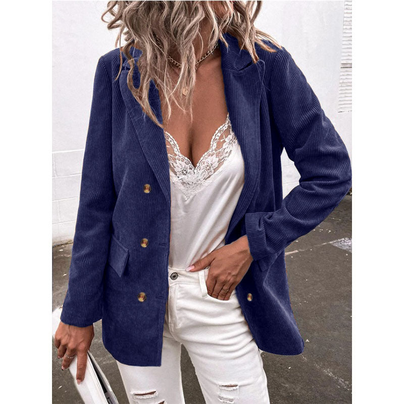 NTG Fad Blazers & Jackets navy blue / S Long Sleeve Solid Color Top Blazer