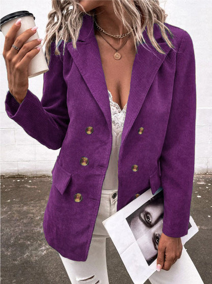 NTG Fad Blazers & Jackets purple / S Long Sleeve Solid Color Top Blazer