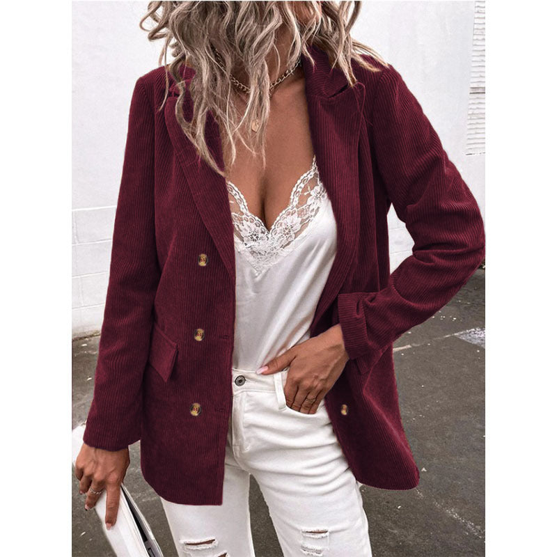 NTG Fad Blazers & Jackets wine red / S Long Sleeve Solid Color Top Blazer