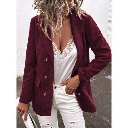 NTG Fad Blazers & Jackets wine red / S Long Sleeve Solid Color Top Blazer