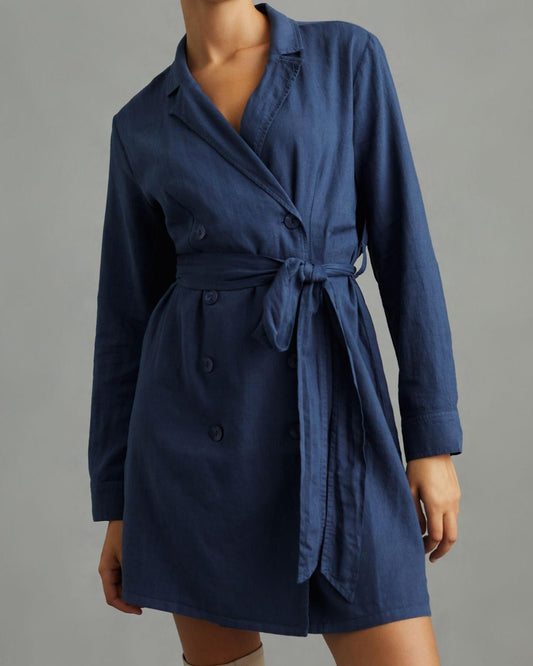 NTG Fad blue / S Casual Linen Coat Dress