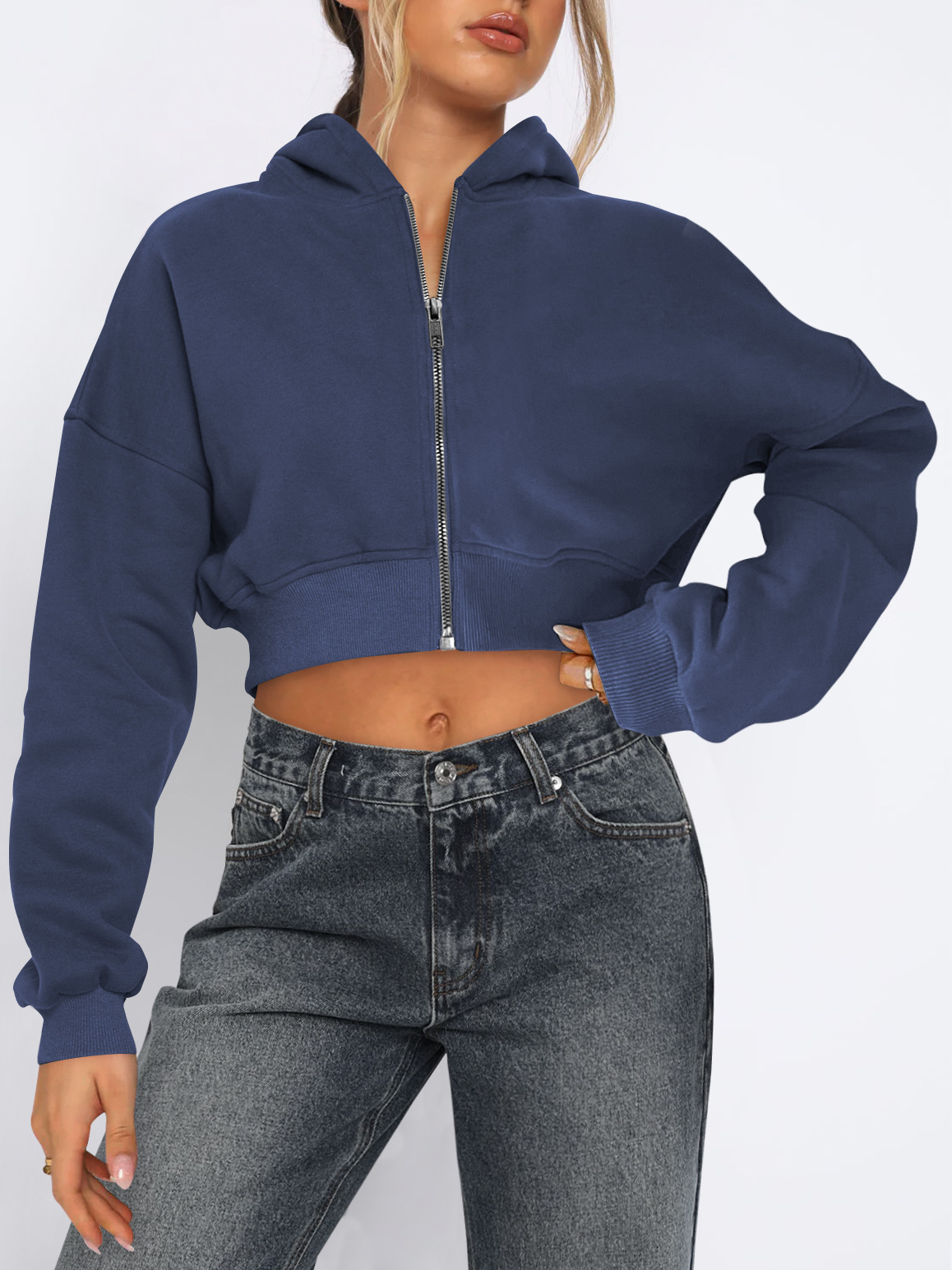 NTG Fad Blue / S Cropped Hooded Sweatshirt