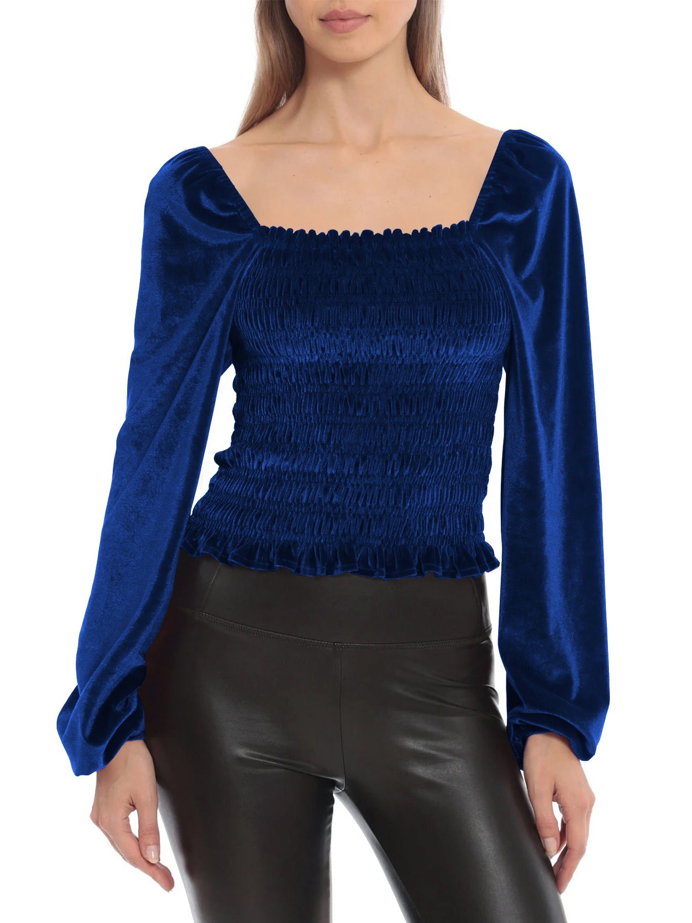 NTG Fad Blue / S French elegant suede long sleeves