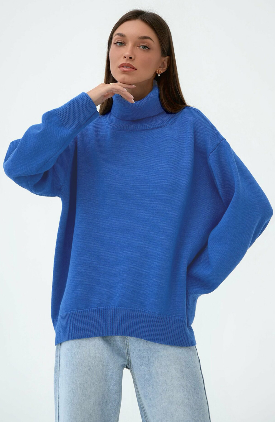 NTG Fad Blue / S Loose Fit Turtleneck Sweater