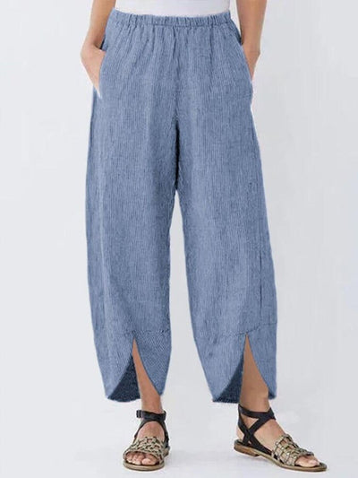 NTG Fad Blue / S Women's Casual Pure Color Cotton Cropped Pants