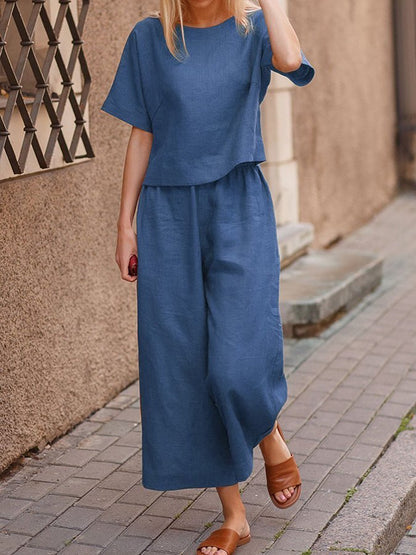 NTG Fad Blue / S Women's Solid Color Fashion Leisure Suit Two-piece Set Suit
