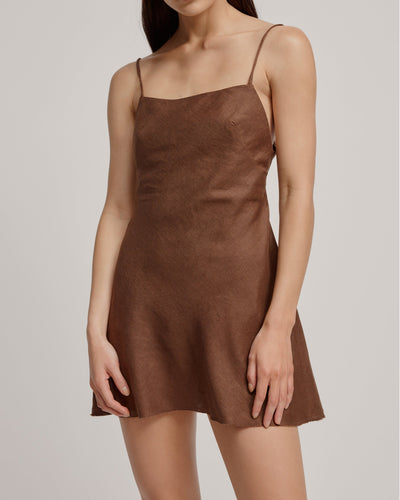 NTG Fad brown / S Open-back casual linen dress