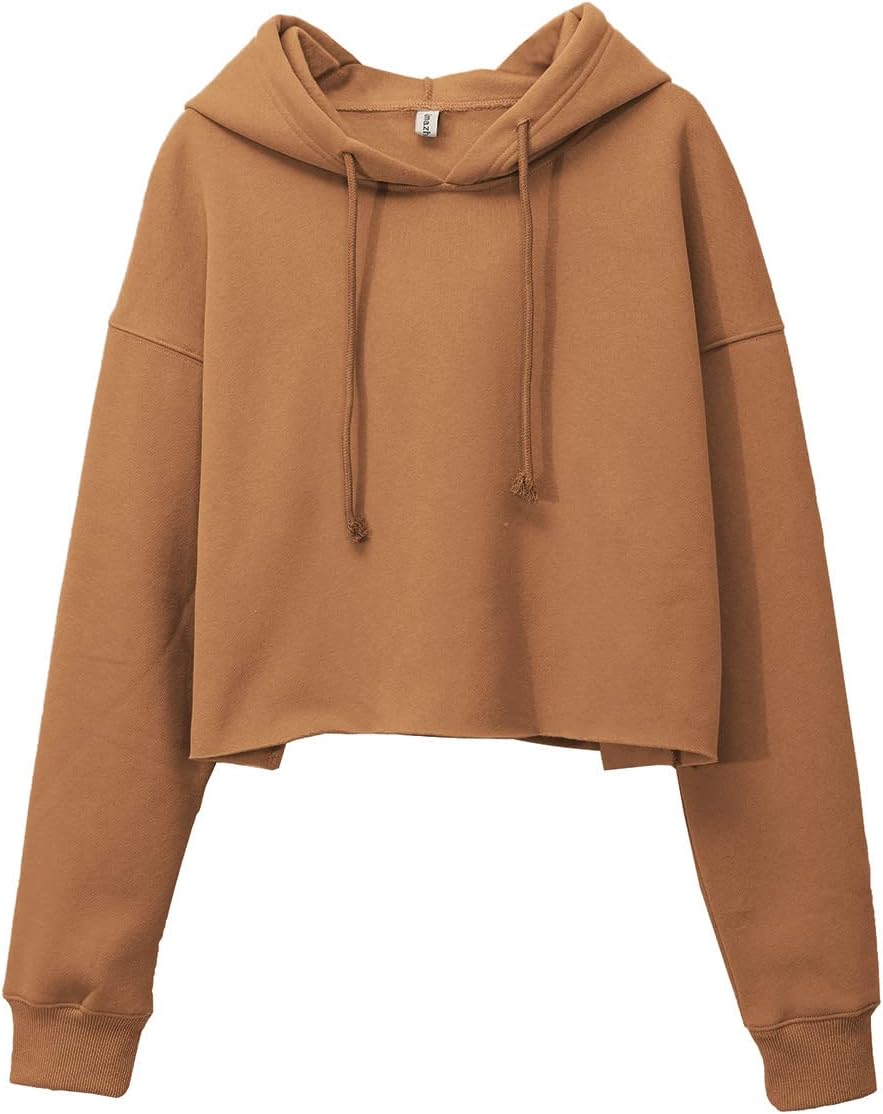 NTG Fad Brown / XX-Large Women's Cropped Hoodies Fleece Crop Top Sweatshirt