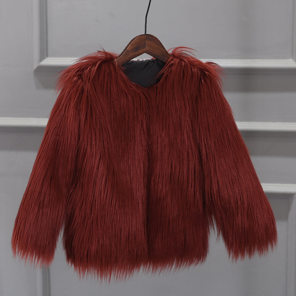 NTG Fad Burgundy / S Fluffy Faux Fur  Short Winter Coat