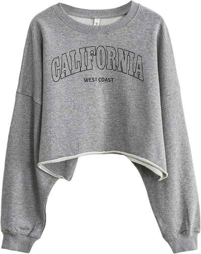NTG Fad Ca-heather Grey / Small Cropped Hoodie Pullover Crewneck Crop Tops Oversize Fit