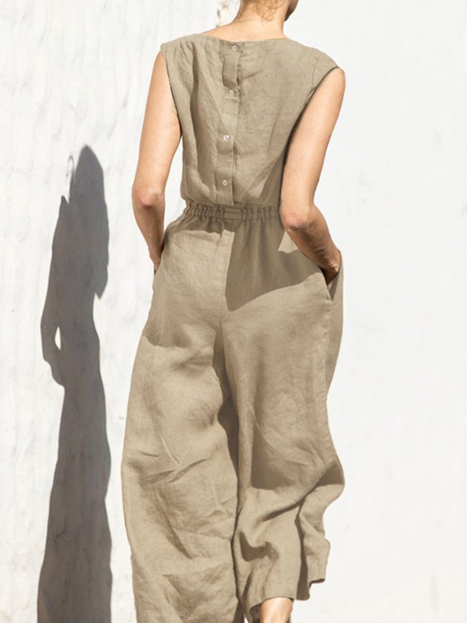 NTG Fad Casual Loose Solid Color Jumpsuit