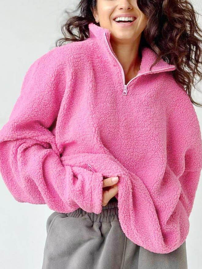 NTG Fad Casual Pink Lambskin Loose Sweatshirt