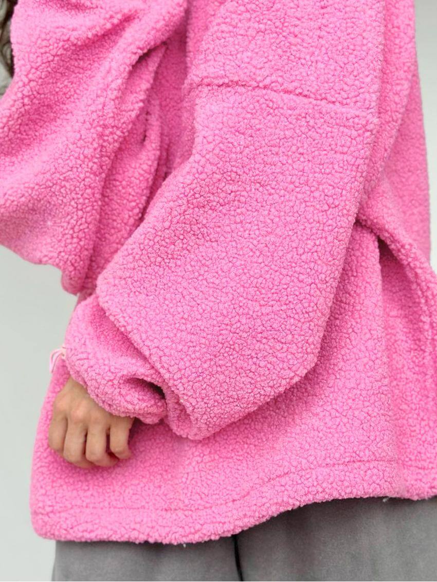 NTG Fad Casual Pink Lambskin Loose Sweatshirt