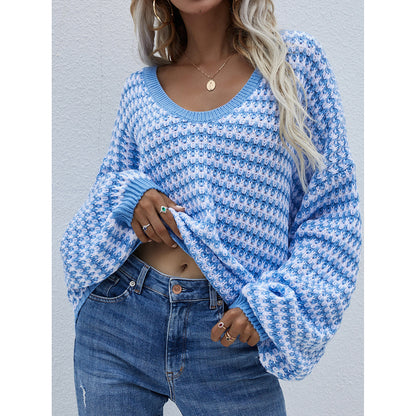 NTG Fad Clothing Blue / S Pullover V-neck striped sweater
