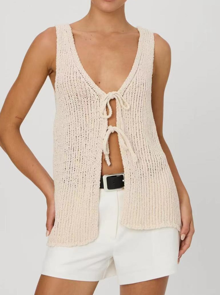 NTG Fad Clothing Comfortable Sexy Wool Tie Vest Cardigan