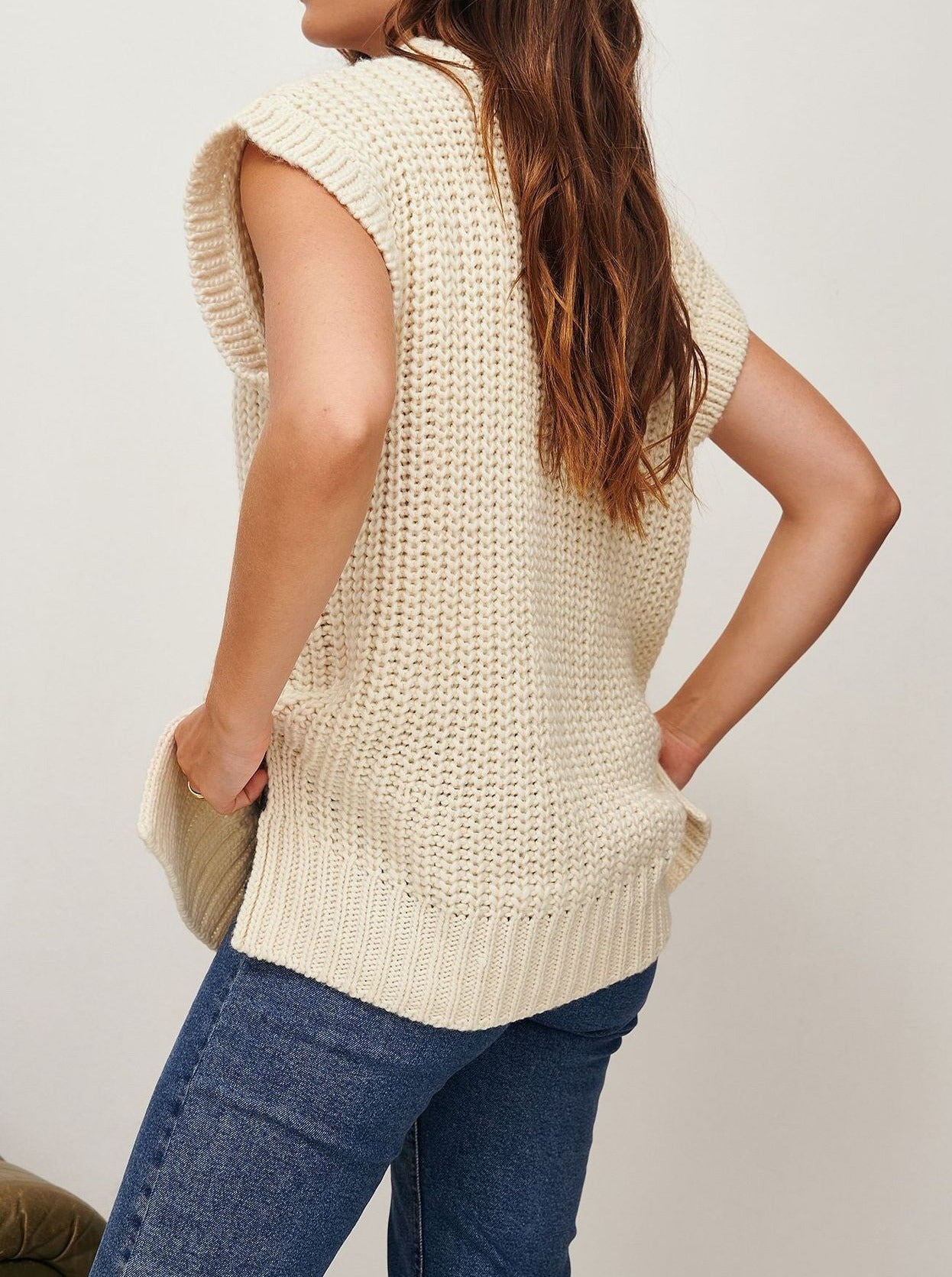 NTG Fad Clothing New Loose Round Neck Sleeveless Vest Knitted Sweater
