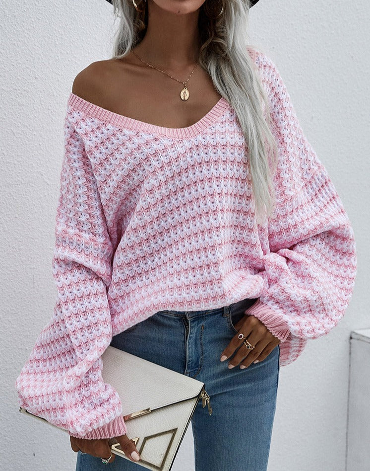 NTG Fad Clothing Pullover V-neck striped sweater