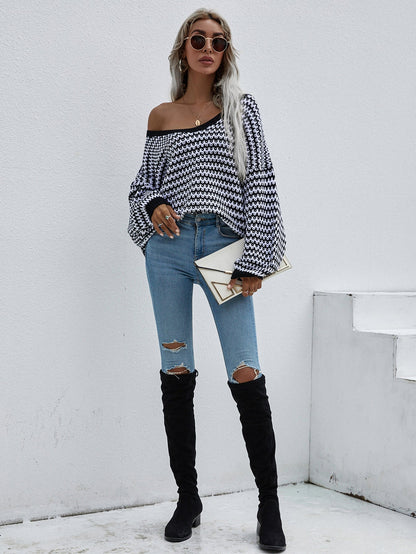 NTG Fad Clothing Pullover V-neck striped sweater
