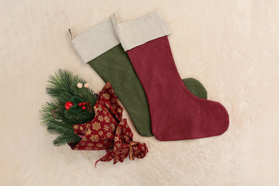 NTG Fad Clothing Pure Linen Color Block Christmas Socks Decorative Socks