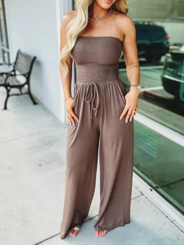 NTG Fad Coffe / S Newest Strapless Waist Jumpsuit