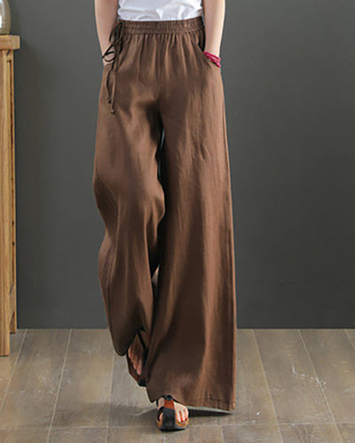 NTG Fad Coffee / S Casual Loose Solid Color Elastic Waist Pants