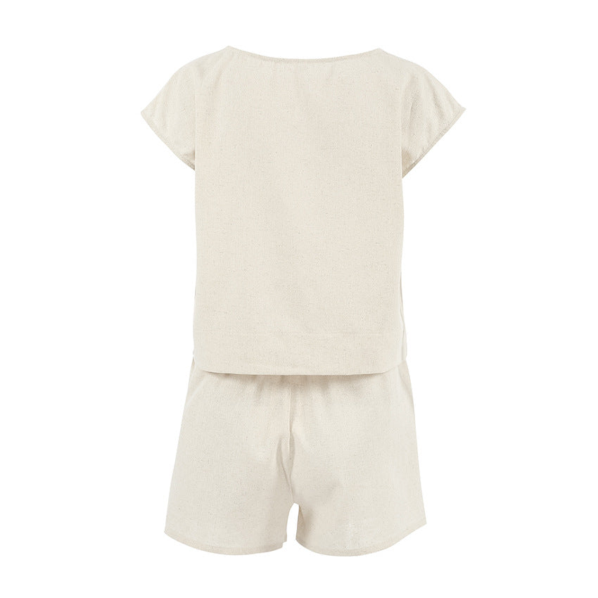 NTG Fad Cotton and Linen Sleeveless Shorts Set