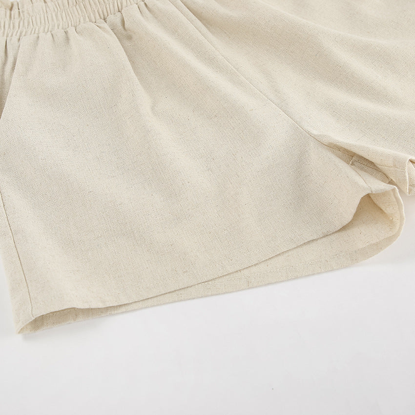 NTG Fad Cotton and Linen Sleeveless Shorts Set