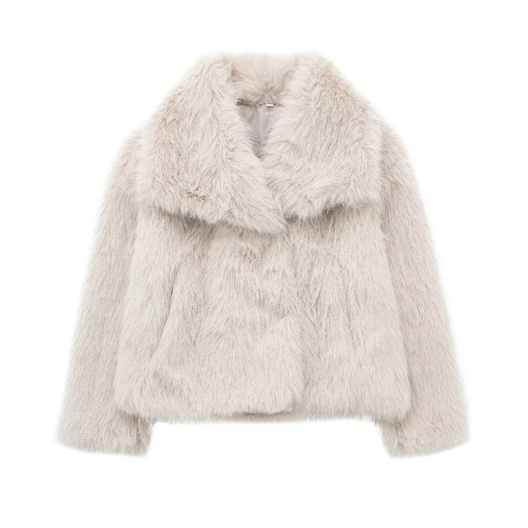 NTG Fad Cream / XS Faux Fur Wide Lapel Coat