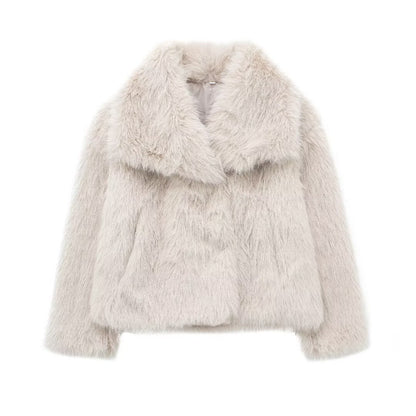 NTG Fad Cream / XS Faux Fur Wide Lapel Coat