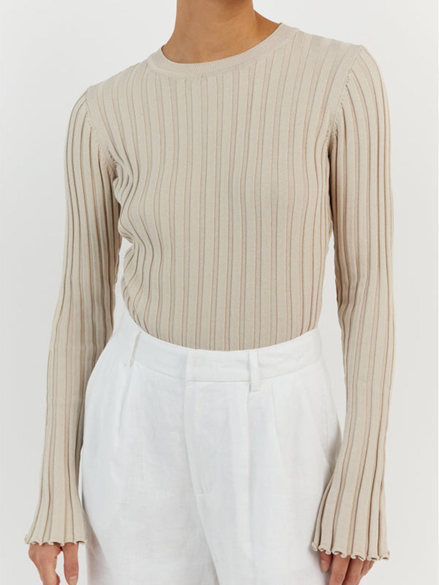 NTG Fad Crew neck long sleeve ribbed knit sweater