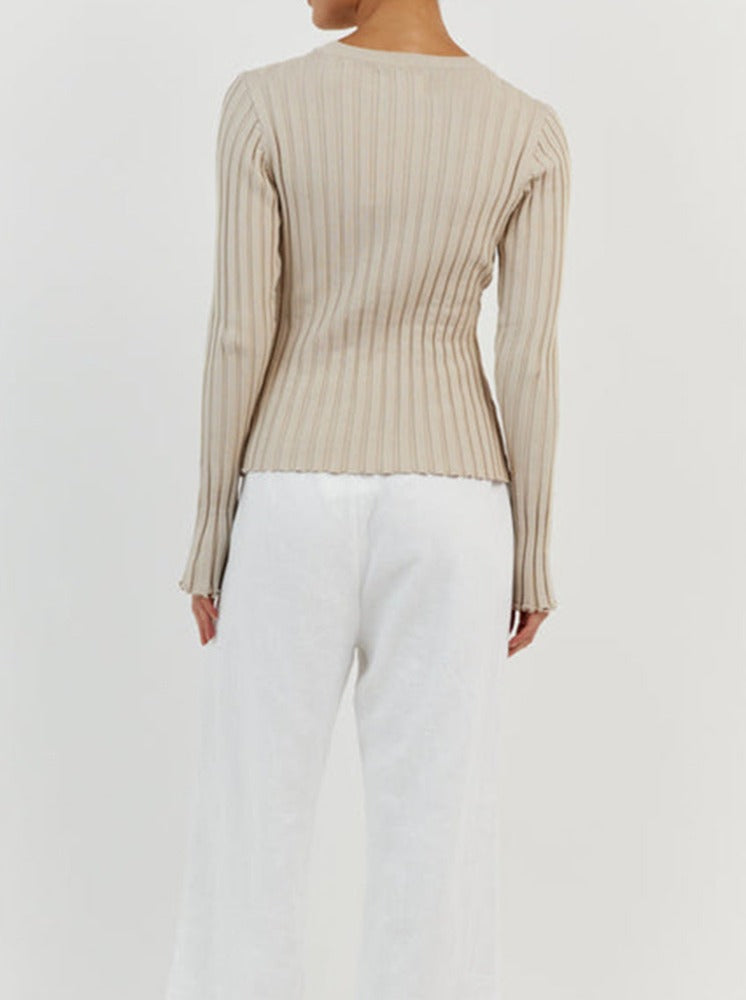 NTG Fad Crew neck long sleeve ribbed knit sweater