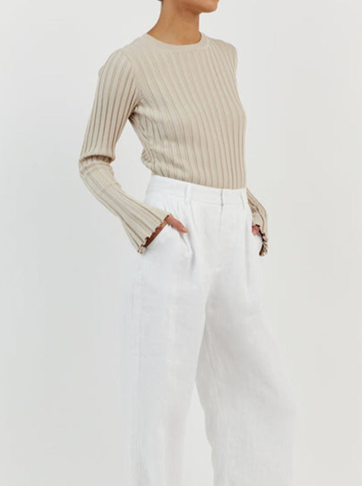 NTG Fad Crew neck long sleeve ribbed knit sweater