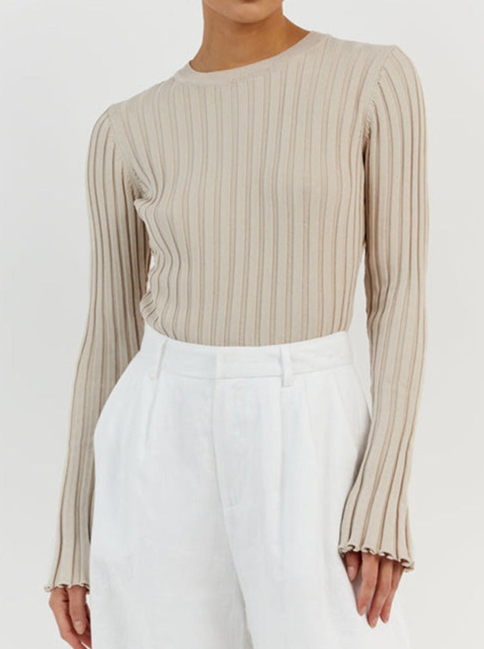 NTG Fad Crew neck long sleeve ribbed knit sweater