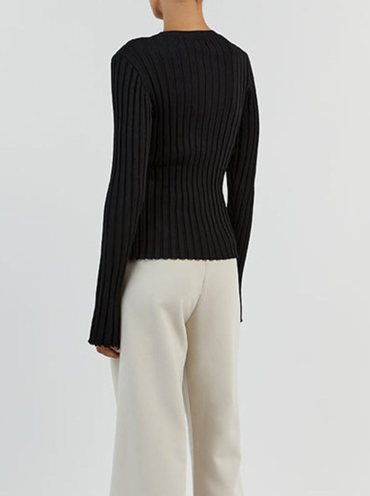 NTG Fad Crew neck long sleeve ribbed knit sweater