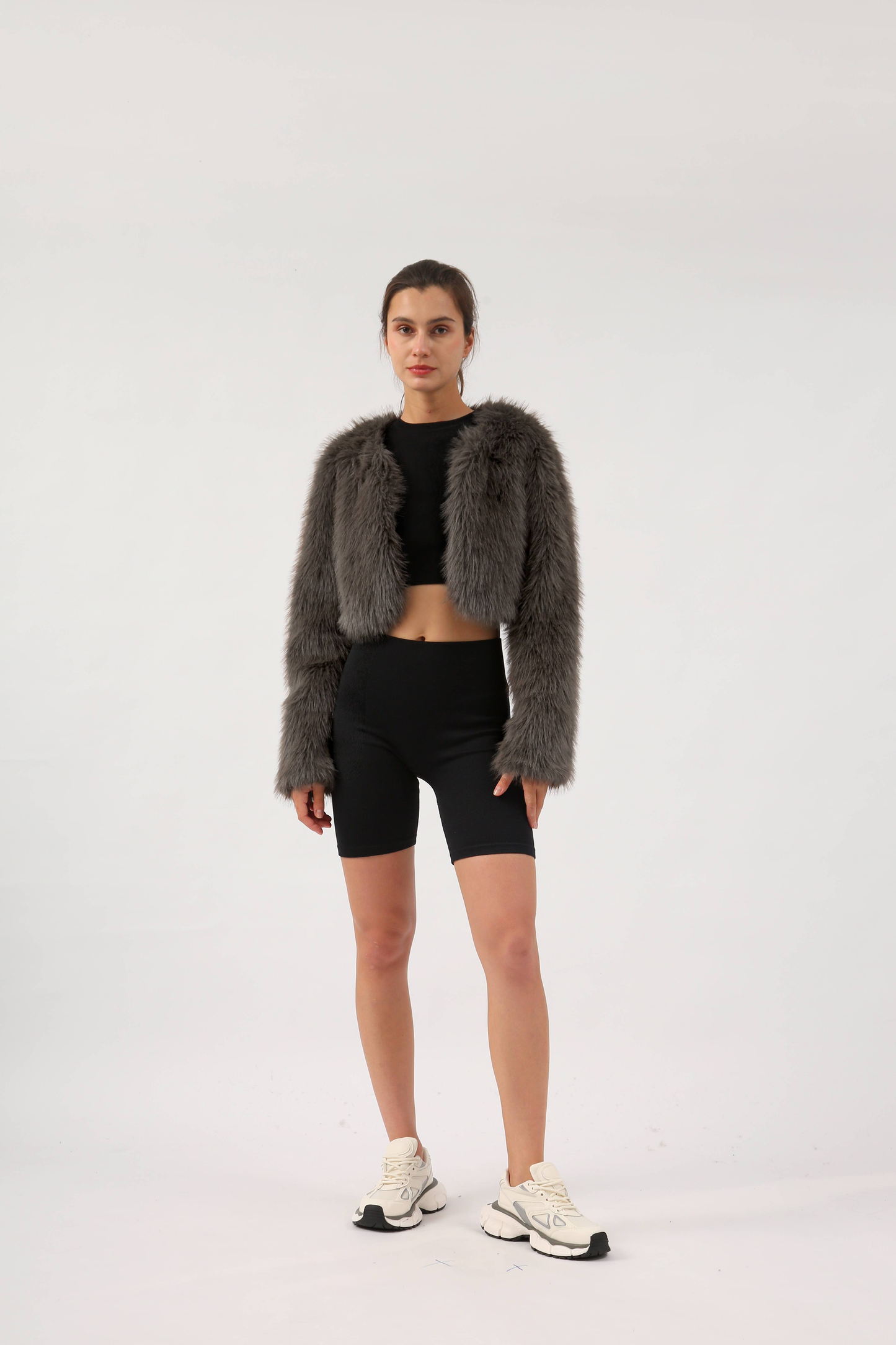 NTG Fad Cropped Faux Fur Jacket