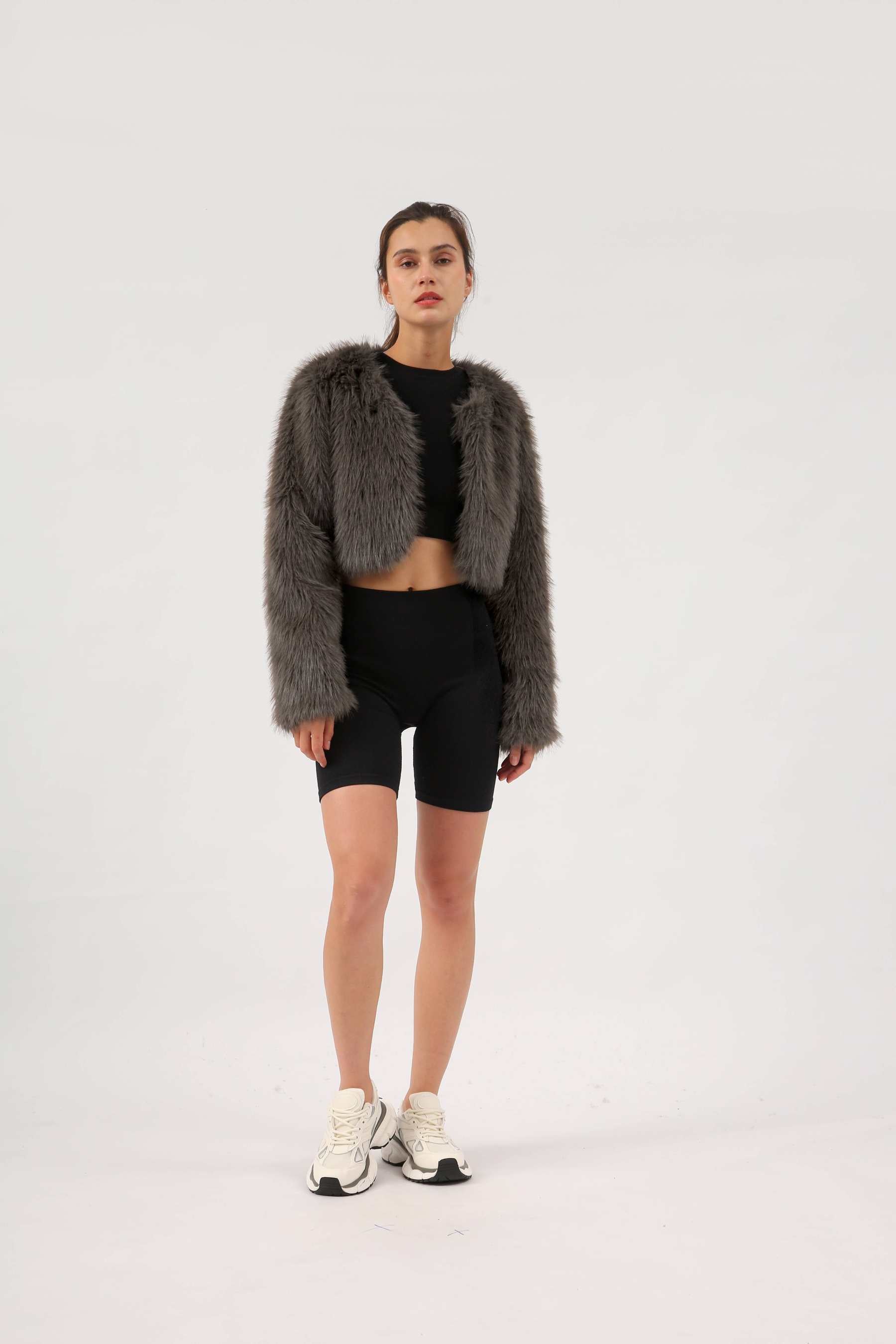 NTG Fad Cropped Faux Fur Jacket