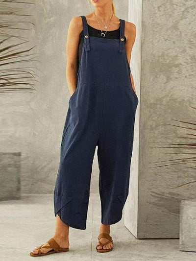 NTG Fad Dark Blue / S Women's Casual Pure Color Ankle-Length Overalls