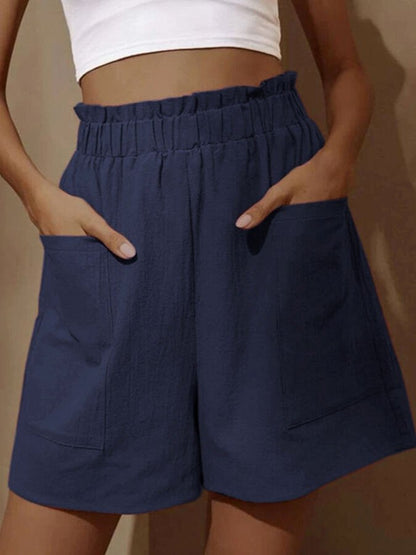 NTG Fad Dark Blue / S Women's Pure Color Casual Cotton Shorts