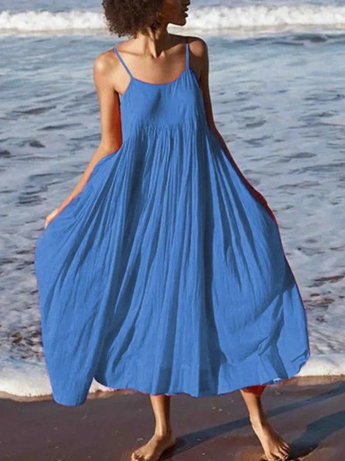 NTG Fad Dark Blue / S Women's Pure Color Sling Dress
