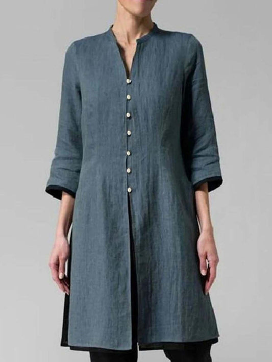 NTG Fad Dark gray / S Irregular Cotton and Linen Long Shirt