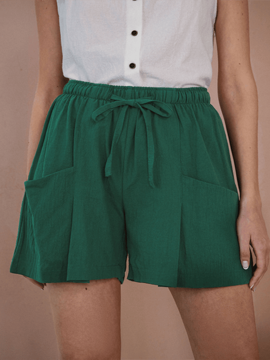 NTG Fad Dark Green / S Women's Pure Cotton And Linen Casual Shorts