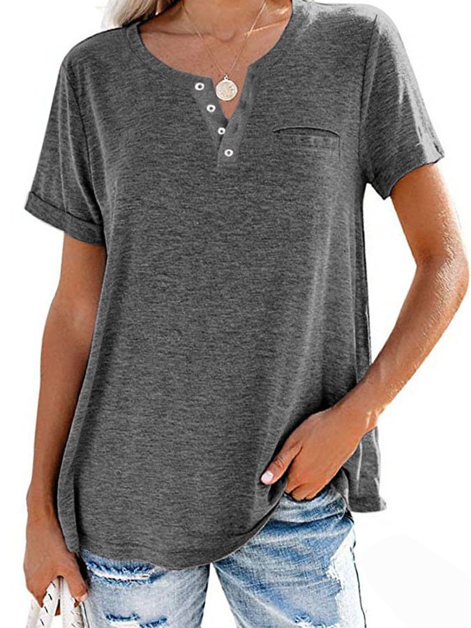 NTG Fad Dark Grey / S Fashion Solid Color Pocket Short Sleeve T-Shirt