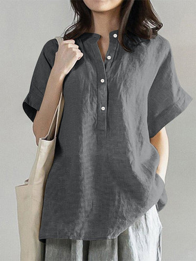 NTG Fad Dark Grey / S Women's Solid Casual Short Sleeve Shirt