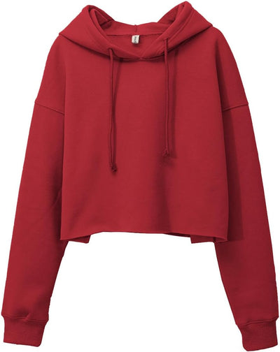 NTG Fad Dark Red / Large Women's Cropped Hoodies Fleece Crop Top Sweatshirt