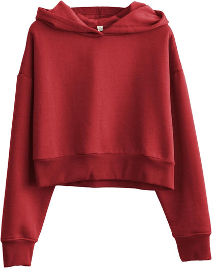 NTG Fad Dark Red / XX-Large Women’s Fleece Cropped Hoodies Casual Crop Tops